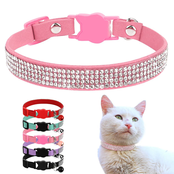 Funkelndes Samt-Halsband für Katzen